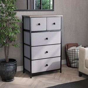 Vida Designs Chorley 5 Drawer Chest Of Drawers Fabric Storage Organizer Unit With Wood Top, Metal Frame & Handles Ideal For Bedroom, Living Room, Nursery Beige & Grey Wood (UKFR Certified) Vida Designs Chorley 5 Drawer Chest Of Drawers Fabric Storage Organizer Unit With Wood Top, Metal Frame & Handles Ideal For Bedroom, Living Room, Nursery Beige & Grey Wood (UKFR Certified)