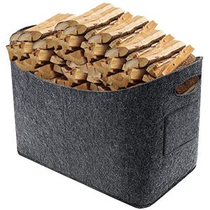 EXTSUD Fireplace Wood Bag, 53 x 30 x 40 cm Felt Firewood Basket Storage Bag with Carry Handles for Fireside Wood, Newspaper, Magazine, Toy, Book Organizer Multi-use for Home (Dark Grey) EXTSUD Fireplace Wood Bag, 53 x 30 x 40 cm Felt Firewood Basket Storage Bag with Carry Handles for Fireside Wood, Newspaper, Magazine, Toy, Book Organizer Multi-use for Home (Dark Grey)