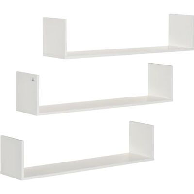 HOMCOM White Wooden Floating Shelves - Wall Mount CD Storage HOMCOM White Wooden Floating Shelves - Wall Mount CD Storage