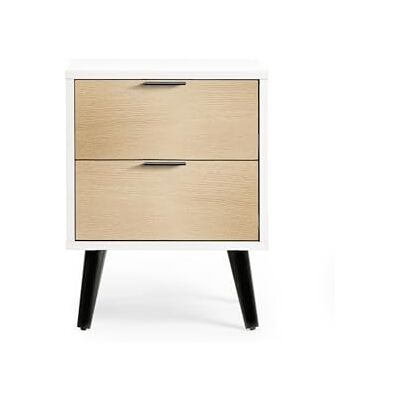 Julian Bowen Alba White and Oak 2 Drawer Bedside Table - Bedside Table Julian Bowen Alba White and Oak 2 Drawer Bedside Table - Bedside Table