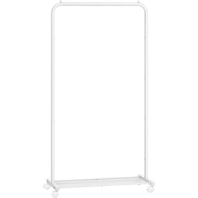 SONGMICS Clothes Rack, Clothes Rail on Wheels, Metal Clothing rail for Bedroom, 74 cm Long Hanging Rail, with Storage Shelf, 2 Lockable Wheels, 35 kg Load Capacity, White HSR130W01 SONGMICS Clothes Rack, Clothes Rail on Wheels, Metal Clothing rail for Bedroom, 74 cm Long Hanging Rail, with Storage Shelf, 2 Lockable Wheels, 35 kg Load Capacity, White HSR130W01