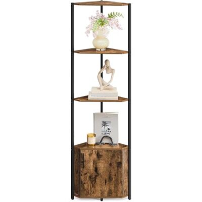 VASAGLE Corner Shelf with Storage - 5-Tier Corner Shelving Unit - Rustic Brown & Ink Black VASAGLE Corner Shelf with Storage - 5-Tier Corner Shelving Unit - Rustic Brown & Ink Black