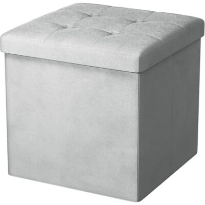 Oak & Tea Storage Ottoman, Foldable Storage Bench, Small Footrest, Cube Storage Unit, 1 Storage Boxes with Lid, Footstool, Comfy Toy Chest for Bedroom Living Room, Light Grey 38x38x38cm Oak & Tea Storage Ottoman, Foldable Storage Bench, Small Footrest, Cube Storage Unit, 1 Storage Boxes with Lid, Footstool, Comfy Toy Chest for Bedroom Living Room, Light Grey 38x38x38cm