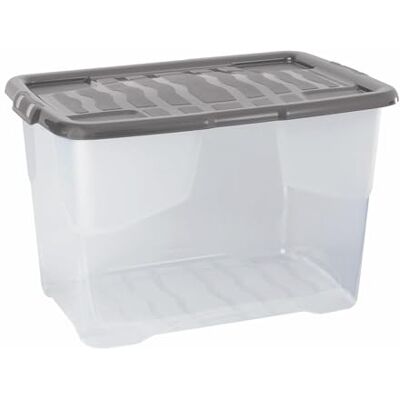 Strata - Strata 65L Curve - Clear Box - Grey Lid - Storage Box Strata - Strata 65L Curve - Clear Box - Grey Lid - Storage Box