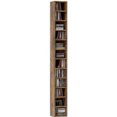 HOMCOM 204 CD Storage Unit Narrow CD Rack 12 Tiers 175 cm, Rustic Brown Tall Storage Shelf, Storage Tower, Living Room, Home Office, Study Room HOMCOM 204 CD Storage Unit Narrow CD Rack 12 Tiers 175 cm, Rustic Brown Tall Storage Shelf, Storage Tower, Living Room, Home Office, Study Room