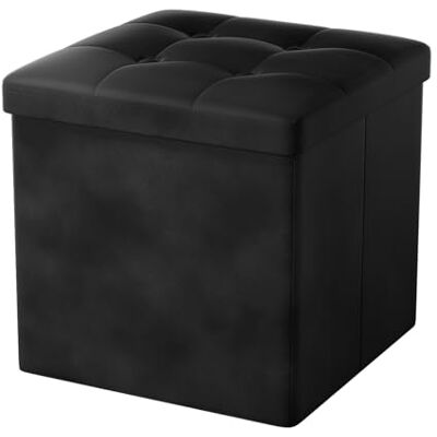 Oak & Tea Storage Ottoman, Foldable Storage Bench, Small Footrest, Cube Storage Unit, 1 Storage Boxes with Lid, Footstool, Comfy Toy Chest for Bedroom Living Room, Black 38x38x38cm Oak & Tea Storage Ottoman, Foldable Storage Bench, Small Footrest, Cube Storage Unit, 1 Storage Boxes with Lid, Footstool, Comfy Toy Chest for Bedroom Living Room, Black 38x38x38cm
