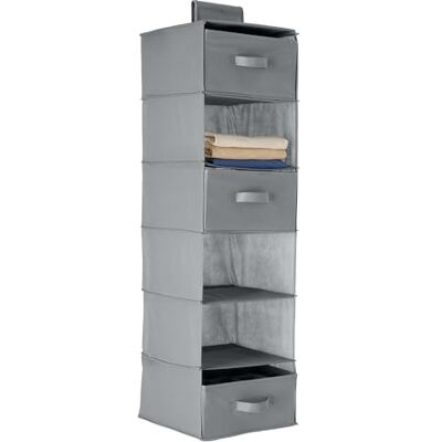 Amazon Basics Wall Storage Cabinet - 6 Compartments, 3 Removable Drawers, Gray Amazon Basics Wall Storage Cabinet - 6 Compartments, 3 Removable Drawers, Gray