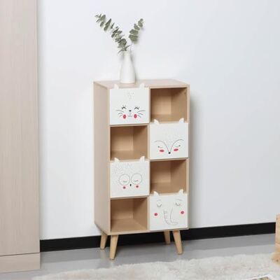 Home Source Kids Storage Cabinet – White Wooden Toy & Book Organiser with Animal Print Drawers – Children’s Storage Unit with Shelves & Wooden Legs – MDF Furniture, Flat Packed Home Source Kids Storage Cabinet – White Wooden Toy & Book Organiser with Animal Print Drawers – Children’s Storage Unit with Shelves & Wooden Legs – MDF Furniture, Flat Packed