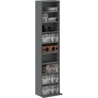 HOMCOM 260 CD/120 DVD Storage Unit with 9 Compartments,Grey Blu-ray Media Storage Shelf, 6 Adjustable Shelves, CD Tower, Living Room, Bedroom, Office HOMCOM 260 CD/120 DVD Storage Unit with 9 Compartments,Grey Blu-ray Media Storage Shelf, 6 Adjustable Shelves, CD Tower, Living Room, Bedroom, Office