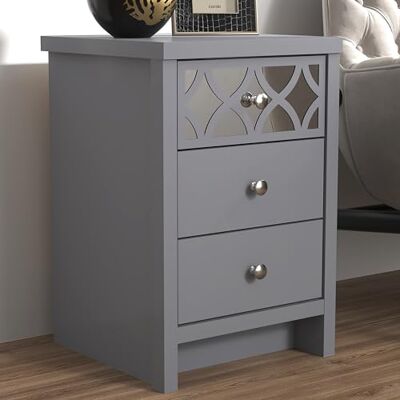 GFW Arianna 3 Drawer Bedside Table, Cool Grey Bedroom Cabinet with Recessed Handles, Modern Nightstand Storage Unit GFW Arianna 3 Drawer Bedside Table, Cool Grey Bedroom Cabinet with Recessed Handles, Modern Nightstand Storage Unit
