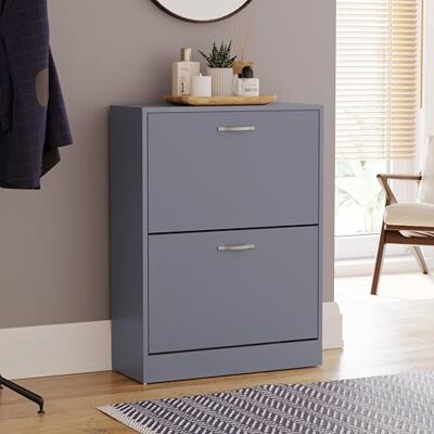 Vida Designs - 2-Drawer Shoe Cabinet - Grey - Shoe cabinet Vida Designs - 2-Drawer Shoe Cabinet - Grey - Shoe cabinet