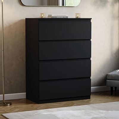 Vida Designs - Denver 4 Drawer - Black - Chest of drawers Vida Designs - Denver 4 Drawer - Black - Chest of drawers