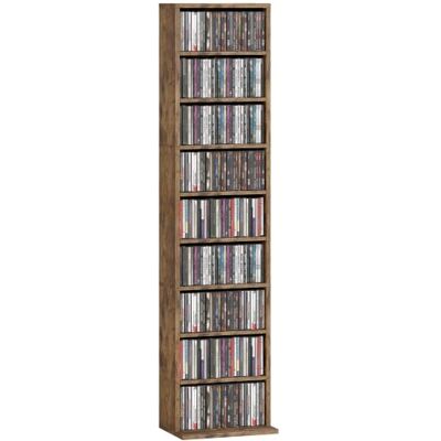 HOMCOM 260 CD/120 DVD Storage Unit with 9 Compartments, Rustic Brown Blu-ray Media Storage Shelf, 6 Adjustable Shelves, CD Tower, Living Room, Bedroom, Office HOMCOM 260 CD/120 DVD Storage Unit with 9 Compartments, Rustic Brown Blu-ray Media Storage Shelf, 6 Adjustable Shelves, CD Tower, Living Room, Bedroom, Office