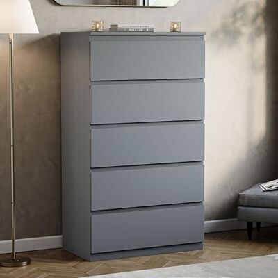 Vida Designs - Denver 5 Drawer Chest - Grey Vida Designs - Denver 5 Drawer Chest - Grey