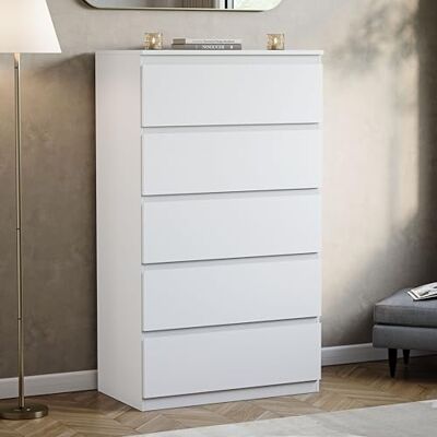 Vida Designs - Denver 5 Drawer Chest - White Vida Designs - Denver 5 Drawer Chest - White