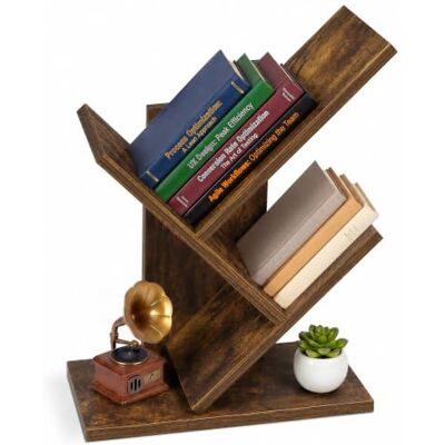 VOUNOT ® Tree Bookshelf, 30 x 16 x 40.5 cm, Compact Bookcase, Rustic Brown Book, Magazine & CD Storage, Display Shelf, Space-Saving Design, Anti-Tip, Multi-Room Use VOUNOT ® Tree Bookshelf, 30 x 16 x 40.5 cm, Compact Bookcase, Rustic Brown Book, Magazine & CD Storage, Display Shelf, Space-Saving Design, Anti-Tip, Multi-Room Use