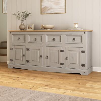 Mews Corona Grey Sideboard 4 Door 4 Drawer Large Painted Mexican Solid Pine Mews Corona Grey Sideboard 4 Door 4 Drawer Large Painted Mexican Solid Pine