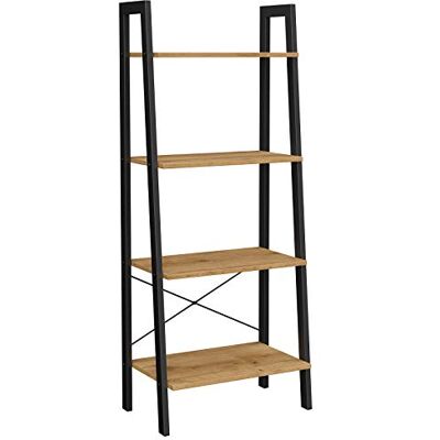 VASAGLE - 4-Tier Shelf, Industrial Steel, Honey & Black - Shelf VASAGLE - 4-Tier Shelf, Industrial Steel, Honey & Black - Shelf
