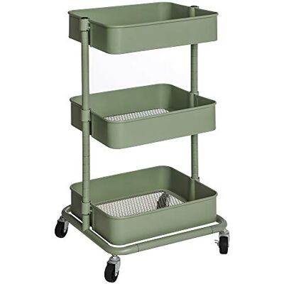 SONGMICS Gray-Green 3-tier Storage Cart - Storage Cart SONGMICS Gray-Green 3-tier Storage Cart - Storage Cart