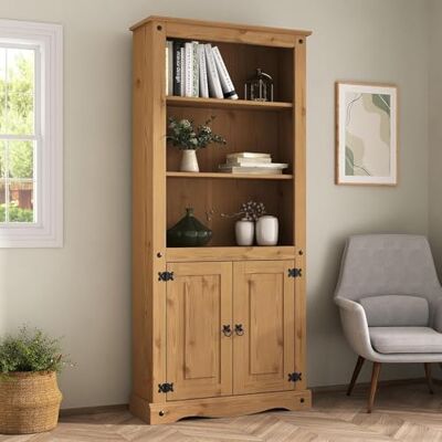 Mews Corona Display Cabinet 2 Door Bookcase 3 Tier Solid Mexican Pine Mews Corona Display Cabinet 2 Door Bookcase 3 Tier Solid Mexican Pine