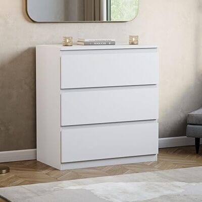 Vida Designs - Denver 3 Drawer Bedside Chest - White Vida Designs - Denver 3 Drawer Bedside Chest - White