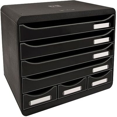 Exacompta Ref 307714D Store-Box Office Plus 6 Drawer Set 270 x 355 x 271mm in Size, 4 A4+ Drawers + 3 Accessory Drawers, Stackable, Open Drawers Black Exacompta Ref 307714D Store-Box Office Plus 6 Drawer Set 270 x 355 x 271mm in Size, 4 A4+ Drawers + 3 Accessory Drawers, Stackable, Open Drawers Black