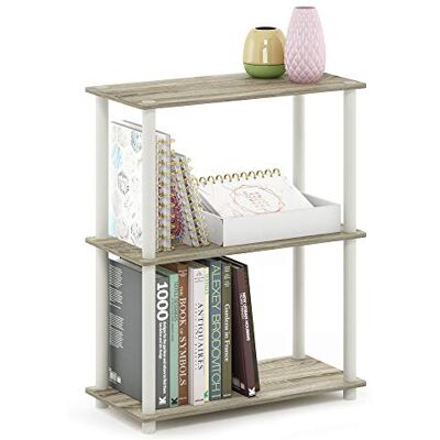Furinno - Turn-N-Tube 3-Tier Compact Multipurpose Shelf - Sonoma Oak/White - Shelf Furinno - Turn-N-Tube 3-Tier Compact Multipurpose Shelf - Sonoma Oak/White - Shelf