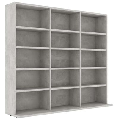 vidaXL CD Cabinet Scandinavian Style, Engineered Wood Storage Unit, Concrete Grey, for Office, Living Room and Bedroom, 15 Compartments, 102x23x89.5 cm vidaXL CD Cabinet Scandinavian Style, Engineered Wood Storage Unit, Concrete Grey, for Office, Living Room and Bedroom, 15 Compartments, 102x23x89.5 cm