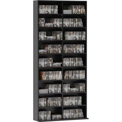 HOMCOM 640 CD/360 DVD Storage Unit, Blu-ray Media Storage Shelf with 18 Compartments and 14 Adjustable Shelves, CD Tower for Living Room, Bedroom, Office, Black HOMCOM 640 CD/360 DVD Storage Unit, Blu-ray Media Storage Shelf with 18 Compartments and 14 Adjustable Shelves, CD Tower for Living Room, Bedroom, Office, Black
