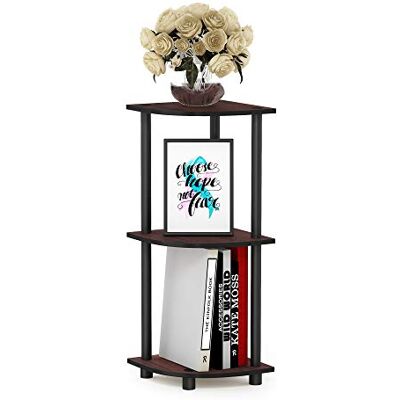 Furinno Compact Corner Shelf - Dark Cherry/Black - 29.46 x 29.46 x 75.18 cm Furinno Compact Corner Shelf - Dark Cherry/Black - 29.46 x 29.46 x 75.18 cm