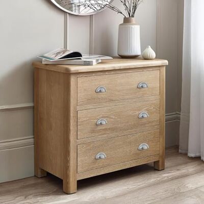 Julian Bowen Memphis - Limed Oak - 3 Drawer Chest Julian Bowen Memphis - Limed Oak - 3 Drawer Chest