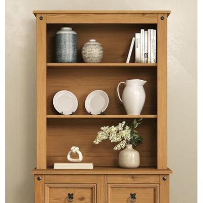 Mews Corona Sideboard Hutch Solid Wood Buffet Welsh Dresser Top – Mexican Pine with Open Shelves Mews Corona Sideboard Hutch Solid Wood Buffet Welsh Dresser Top – Mexican Pine with Open Shelves