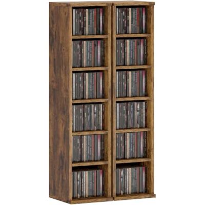 HOMCOM - CD Storage Unit - Rustic Brown - 2-Piece Set - Storage Unit HOMCOM - CD Storage Unit - Rustic Brown - 2-Piece Set - Storage Unit