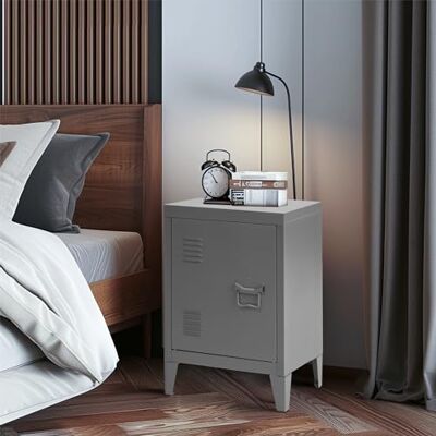 FurnitureR Bedside Table Nightstand Kids Metal Lockers Gym Room Keeper School Living Room Office Organizer,Grey,15.9'' x 12'' x 22.6'' FurnitureR Bedside Table Nightstand Kids Metal Lockers Gym Room Keeper School Living Room Office Organizer,Grey,15.9'' x 12'' x 22.6''
