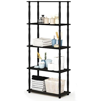 Furinno 5-Tier Multi-purpose Shelf - Wood - Espresso/Black - 29.46 x 59.94 x 145.8 cm Furinno 5-Tier Multi-purpose Shelf - Wood - Espresso/Black - 29.46 x 59.94 x 145.8 cm