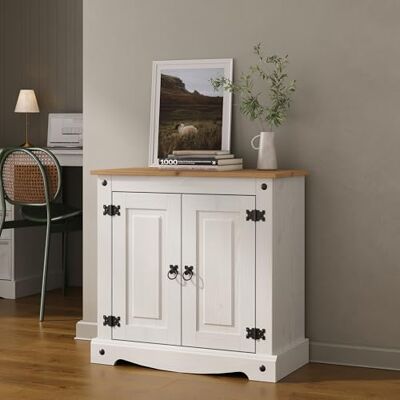 Mews Corona Sideboard White 2 Door Cupboard Solid Mexican Pine 73cm x 75cm x 36cm Mews Corona Sideboard White 2 Door Cupboard Solid Mexican Pine 73cm x 75cm x 36cm