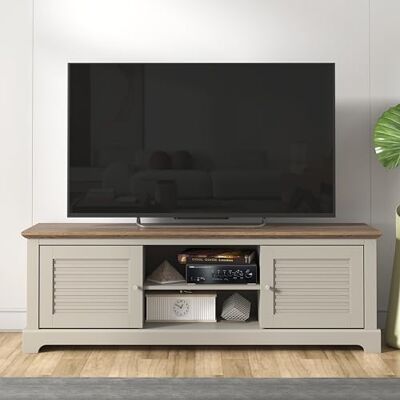 GFW Salcombe TV Unit with 2 Doors, 4 Drawers and Open Shelving, White Media Storage Cabinet for TVs, Modern Living Room Furniture Grey GFW Salcombe TV Unit with 2 Doors, 4 Drawers and Open Shelving, White Media Storage Cabinet for TVs, Modern Living Room Furniture Grey