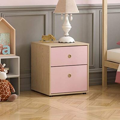Junior Vida Neptune 2 Drawer Bedside Table Cabinet Chest of Drawers Bedroom Storage Children's Kids Furniture (Pink & Oak) Junior Vida Neptune 2 Drawer Bedside Table Cabinet Chest of Drawers Bedroom Storage Children's Kids Furniture (Pink & Oak)