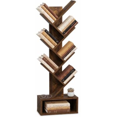 VOUNOT ® Tree Bookshelf, 38 x 19 x 113 cm, Compact Bookcase, Rustic Brown Book, Magazine & CD Storage, Display Shelf, Space-Saving Design, Anti-Tip, Multi-Room Use VOUNOT ® Tree Bookshelf, 38 x 19 x 113 cm, Compact Bookcase, Rustic Brown Book, Magazine & CD Storage, Display Shelf, Space-Saving Design, Anti-Tip, Multi-Room Use
