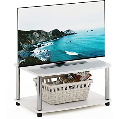 Furinno - Turn-N-Tube 2-Tier TV Stand - White Oak - Stainless Steel - TV Stand Furinno - Turn-N-Tube 2-Tier TV Stand - White Oak - Stainless Steel - TV Stand