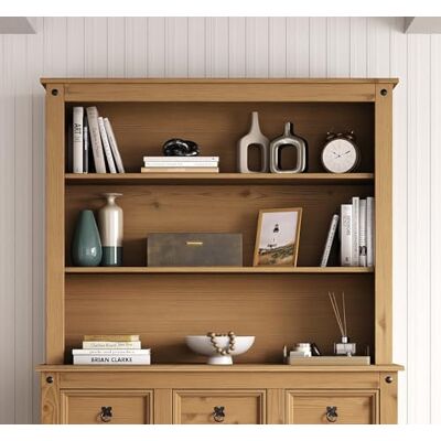 Mews Corona Sideboard Hutch Solid Wood Pine Welsh Dresser Top Large – Mexican Style with Open Shelves Rustic Wooden Display & Storage Unit Mews Corona Sideboard Hutch Solid Wood Pine Welsh Dresser Top Large – Mexican Style with Open Shelves Rustic Wooden Display & Storage Unit