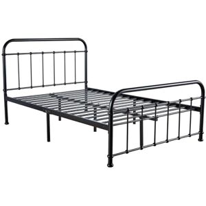 Home Source Black Metal Bed Frame, Platform Design with Headboard and Footboard, Hospital Style, Solid Bar Slats, 4ft Small Double Home Source Black Metal Bed Frame, Platform Design with Headboard and Footboard, Hospital Style, Solid Bar Slats, 4ft Small Double