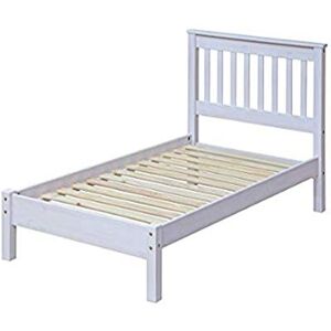 Home Source Corona Single Bed Frame, 3ft Solid Wood Slatted Bedstead Wooden Headboard, White Home Source Corona Single Bed Frame, 3ft Solid Wood Slatted Bedstead Wooden Headboard, White