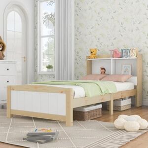 Ball & Cast Single Bed Frames,3FT Storage Headboard Bed, Solid Wood Platform-Bed,90 x 190 cm Beds for Teens,No Mattress Included, No Box Spring Needed, White Ball & Cast Single Bed Frames,3FT Storage Headboard Bed, Solid Wood Platform-Bed,90 x 190 cm Beds for Teens,No Mattress Included, No Box Spring Needed, White