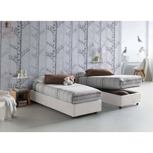 Talamo Italia Single bed Asia, Container bed with fabric covering, 100% Made in Italy, Front opening, suitable for mattress Cm 80x190, White Talamo Italia Single bed Asia, Container bed with fabric covering, 100% Made in Italy, Front opening, suitable for mattress Cm 80x190, White