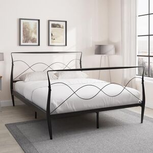 GFW Rimini 5ft King 150cm Black Metal Bed Stylish Curved Headboard Bedroom Black GFW Rimini 5ft King 150cm Black Metal Bed Stylish Curved Headboard Bedroom Black