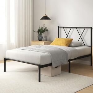 Zinus Elias Single Bed Frame – Bed 90x190 cm – 30cm Height –Metal Bed Frame with Headboard – Platform bed frame with steel slat support – Large Storage space Easy Assembly – Black Zinus Elias Single Bed Frame – Bed 90x190 cm – 30cm Height –Metal Bed Frame with Headboard – Platform bed frame with steel slat support – Large Storage space Easy Assembly – Black