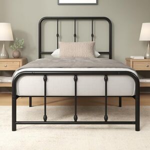 Zinus Florence 3ft Single Bed Frame 90x190cm, Metal Platform Bed with Headboard and Footboard, Strong Steel Slat Support, Large Storage Space, Easy Assembly, Black Zinus Florence 3ft Single Bed Frame 90x190cm, Metal Platform Bed with Headboard and Footboard, Strong Steel Slat Support, Large Storage Space, Easy Assembly, Black