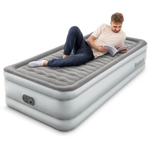 Bestway King Queen Double Single Size Air Bed Airbed with Built-in Electric Pump, Fast Inflation, Wave Beam Support Mattress with Storage Bag, Grey Bestway King Queen Double Single Size Air Bed Airbed with Built-in Electric Pump, Fast Inflation, Wave Beam Support Mattress with Storage Bag, Grey