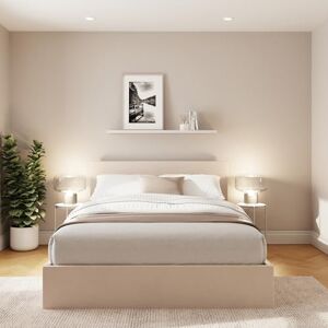 GFW End Lift Ottoman Bed 150cm King Size Velvet Natural Storage Bed Frame with Gas Lift Underbed Storage, Upholstered King Bed Base GFW End Lift Ottoman Bed 150cm King Size Velvet Natural Storage Bed Frame with Gas Lift Underbed Storage, Upholstered King Bed Base
